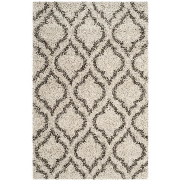 Flowers First 5 ft. 1 in. x 7 ft. 6 in. Hudson Shag Power Loomed Rug, Ivory & Grey - Medium Rectangle FL2115270 - main